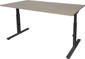 Bureautafel T-poot 120x80cm in hoogte instelbaar bureau - Frame Wit - Blad 25 mm- Robson Eiken
