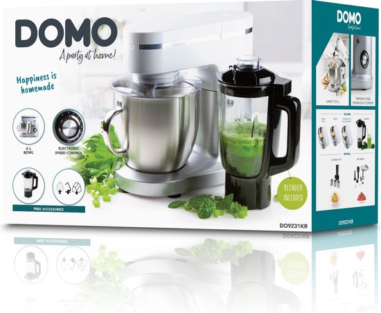 DOMO DO9231KR Keukenmachine - Keukenrobot - 1200W - 6L - Incl. blender - Wit/Zilver van Merkloos — afbeelding 4