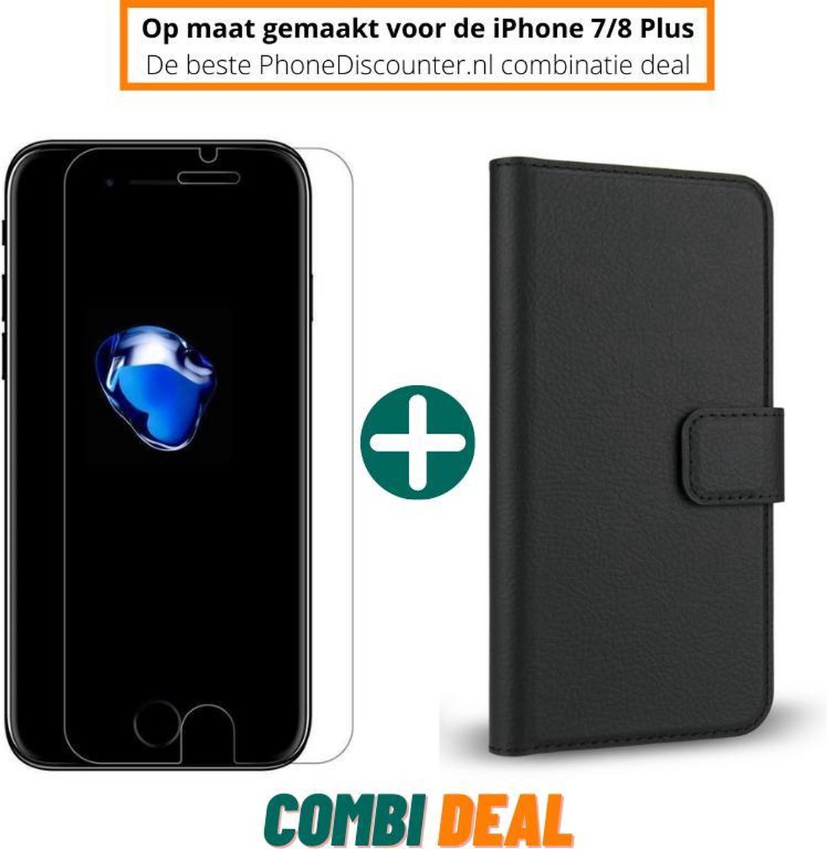 iphone 7 plus cover case | iPhone 7 Plus A1661 full body cover | iPhone 7 Plus stand case zwart | hoes iphone 7 plus apple | iPhone 7 Plus beschermhoes + iPhone 7 Plus gehard glas screenprotector