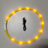 Oplaadbare led halsband voor honden - Makkelijk op maat te maken - Geel - Maximaal 70 cm