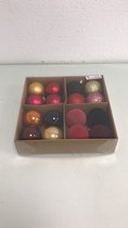 Kerstballen - 4x4 stuks - Goud, Roze en Rood