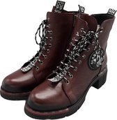 La Pèra Leren Veterboots Cassido Bordeaux met redline op zool Enkellaarsjes Dames - Maat 39