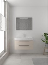 Bruynzeel Bando badmeubelset 90x45cm 1 kraangat 1 wasbak 2 lades met spiegel met softclose Composiet kasjmier grijs