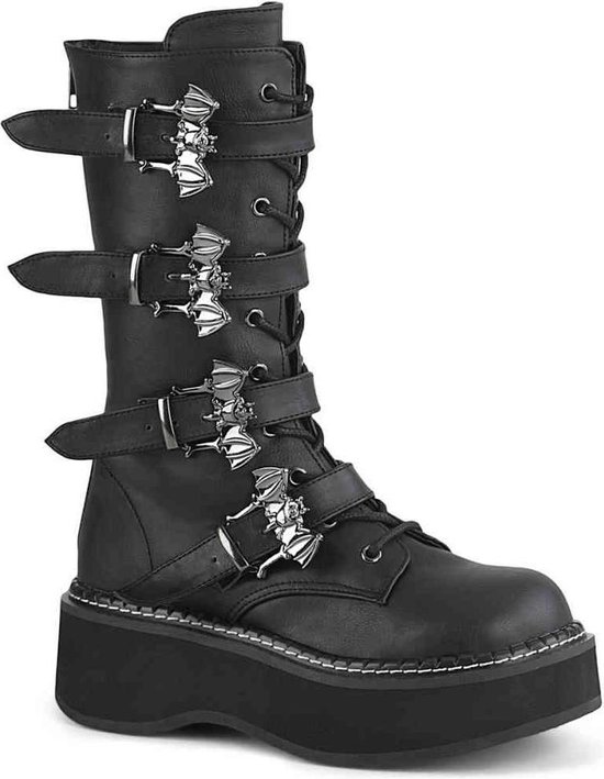 DemoniaCult - EMILY-322 Kniehoge laarzen - Vleermuis - 39 Shoes - Zwart