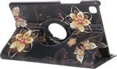 Tablet Hoes Geschikt voor Samsung Galaxy Tab A7 - 360° Draaibare Design Bookcase - Meerkleurig /Butterfly Flower