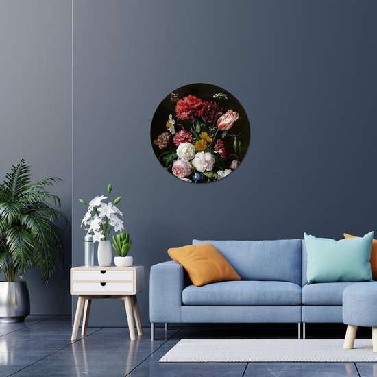 Wandcirkel Stilleven met bloemen in een glazen vaas | Kunststof 100 cm