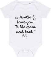 Baby Rompertje met Tekst Tante | To The Moon and Back | Wit 0-3 mnd
