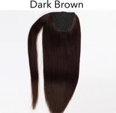 Ponytail Wrap Around Paardenstaart 55cm net echt haar 140gram 55cm donker bruin
