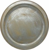 DienbladenWereld - Houten Dienblad - Decoratieve Schaal - Tafel Decoratie - ⌀45x3cm - Zilverkleurig - Hout