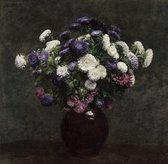 Henri Fantin-Latour, Asters in een vaas, 1875 op canvas, afmetingen van dit schilderij zijn 100 X 150 CM