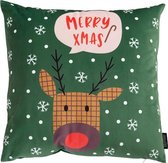 Velvet Red Nosed Reindeer 'Kerst' Kussenhoes | Fluweel / Polyester | 45 x 45 cm