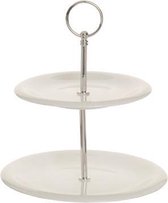 Etagere 2 laags - Luxe Serveerset - wit - h24-21-17cm