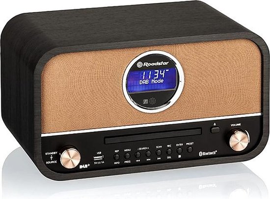 Voorkomen pot Indica Roadstar DAB+ Retro Radio & CD Speler - Zwart - met Bluetooth | bol.com