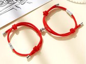 Vriendschaparmband - relatie armband - met magneet - 2 stuks - vriendschap - love - BFF - rood