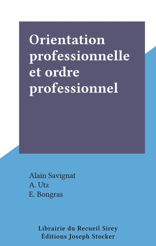 Orientation professionnelle et ordre professionnel - cover