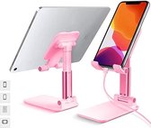 Telefoonhouder bureau opvouwbaar/inklapbaar Roze - Bureau telefoonhouder Mini tablet / Smartphone Standaard voor Bureau of Tafel - desktop holder smartphone - telefoon houder roze