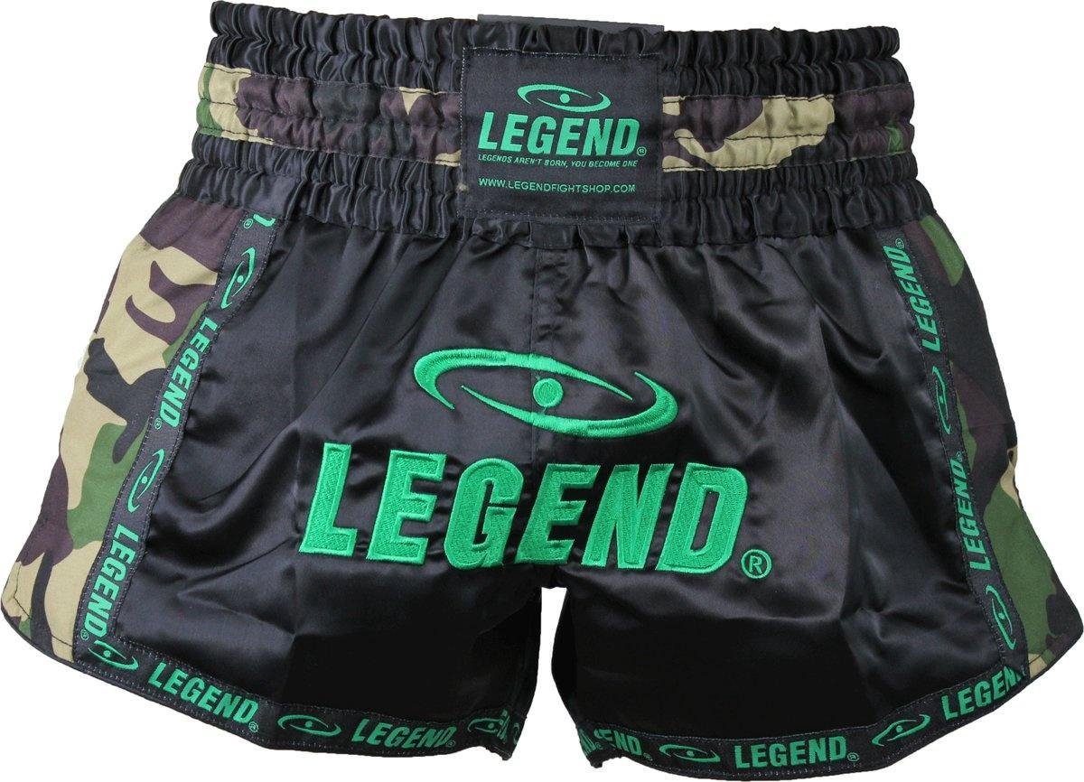 Legend Sports Kickboksshort Trendy Army Unisex Satijn Zwart Mt Xxs