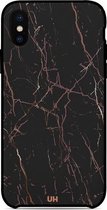 Marmer hoesje iPhone Xr zwart roze TPU backcover
