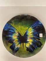 Sampaguita schaal rond groot vlinder - Fruitschaal - Decoratie - Glas - Kunst - Handgemaakt - Interieur - Huis