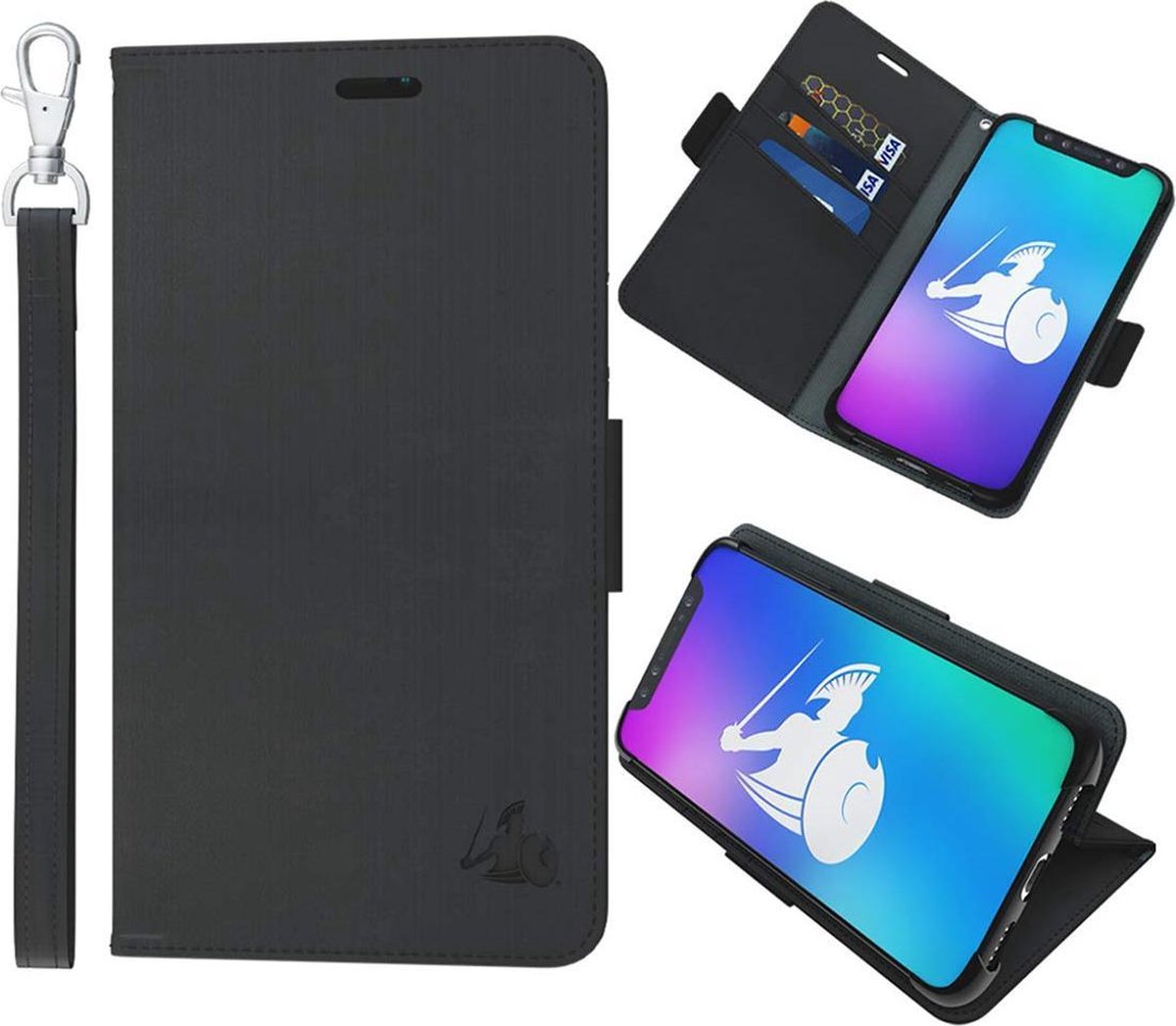 Defendershield Telefoonhoesje - Book Case - Geschikt Voor Apple IPhone 12 - Zwart