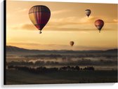 Canvas  - Luchtballonnen boven Bergen - 100x75cm Foto op Canvas Schilderij (Wanddecoratie op Canvas)