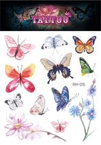 Temporary tattoo | tijdelijke tattoo | fake tattoo | vlinders - butterflies | 11.7 x 10.5 cm