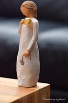 Urn Willow Tree beeldje Remember met hand geblazen mini urn-Hand geblazen mini urn met crematie- as vast in glas verwerkt óf haarlokje met haartjes intact in mini urn verwerkt-Crematie- as \ haren verwerking van uw dierbare-Urn-Gedenken