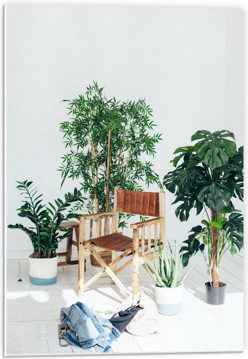 Forex - Tuinstoeltje tussen Planten - 40x60cm Foto op Forex