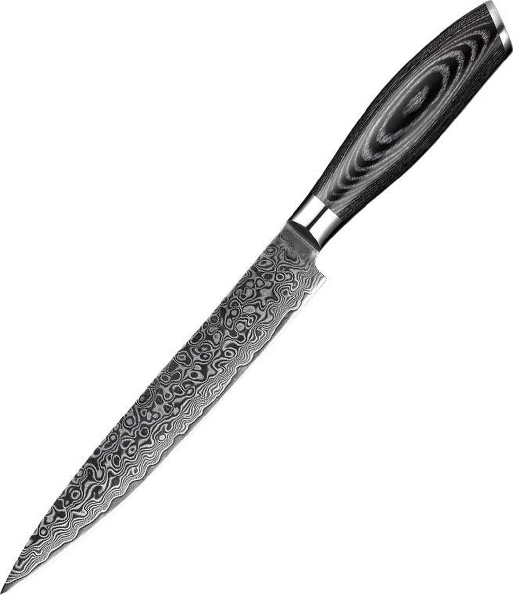 Damascus 8" Vleesmes (67 lagen) | Xinzuo B20 | Luxe & Professioneel | Vlijmscherp Damascus staal | 34 cm Keukenmes met lemmet van 20 cm | met Rozenhouten handvat