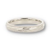 My Bendel - Ring zilver met blad motief - 3 -5 mm - Zilveren ring met blad bewerking - Met luxe cadeauverpakking