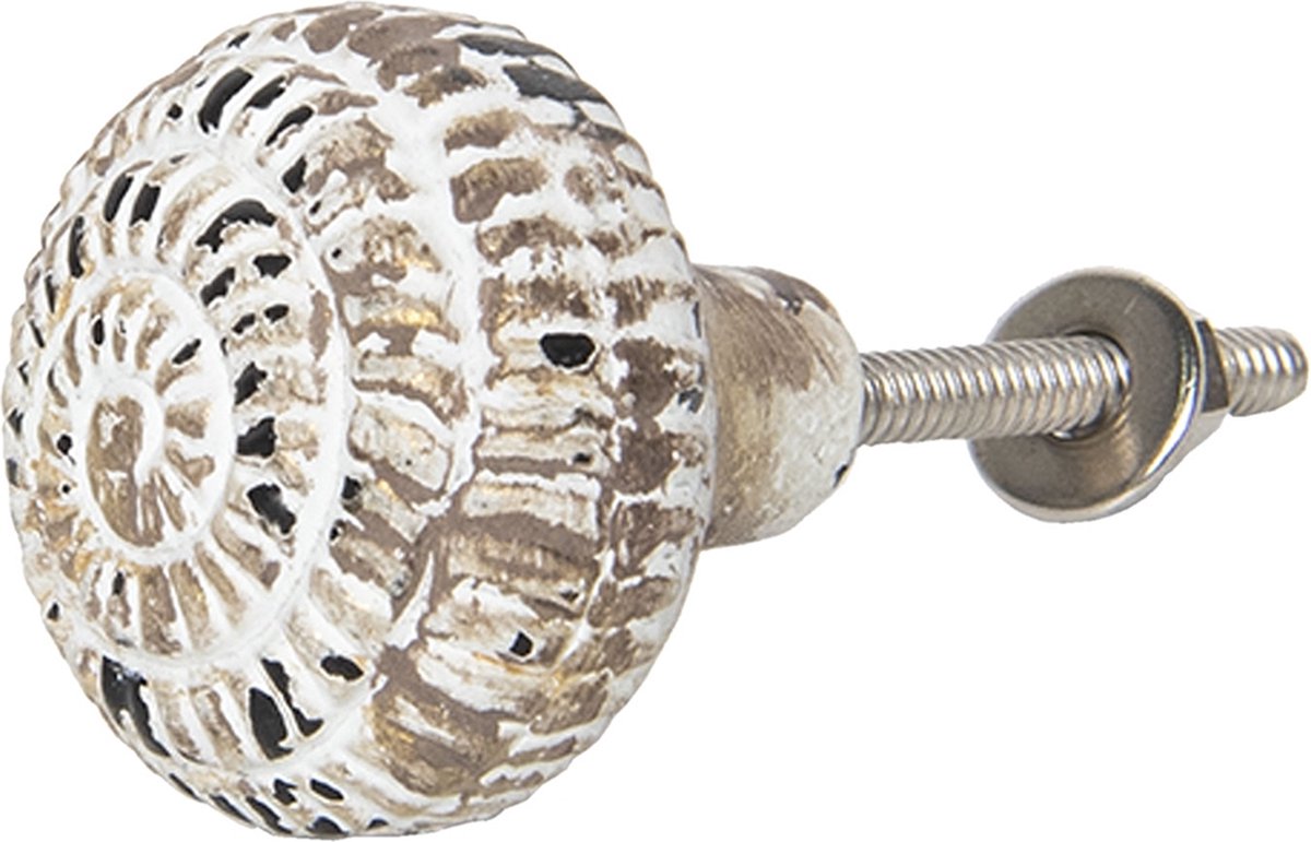 Clayre & Eef Deurknop Ø 4 cm Bruin Beige Metaal Rond Meubelknop Kastknop
