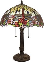 LumiLamp Tiffany Tafellamp 5LL-5947 Ø 42*60 cm - Multi Glas in lood Tiffany Bureaulamp Tiffany Lampen