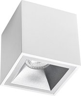 Opbouwspot GU10 - Pragmi Cliron Pro - Opbouw Vierkant - Mat Wit/Zilver - Aluminium - Verdiept - 90mm - BES LED