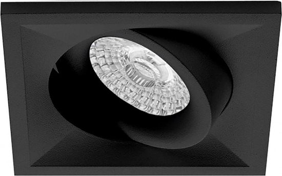 Spot Armatuur GU10 – Pragmi Qiundo Pro – Inbouw Vierkant – Mat Zwart – Aluminium – Kantelbaar – 80mm