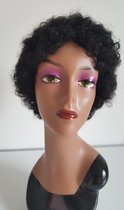 Frazimashop-Braziliaanse dames Remy pruik - 16 inch kinky steil pruiken - echte menselijke haren - real human hair 4x1 lace wig