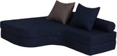 ATTA 2-zits slaapbank - Blauw en taupe stof - Contemporary - L 135 x D 114 cm