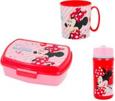 Minnie Mouse  brooddoos (17 cm - 13 cm - 6 cm) + drinkbeker (9cm hoog - 350 ml) + Drinkfles (18 cm hoog - 400 ml)