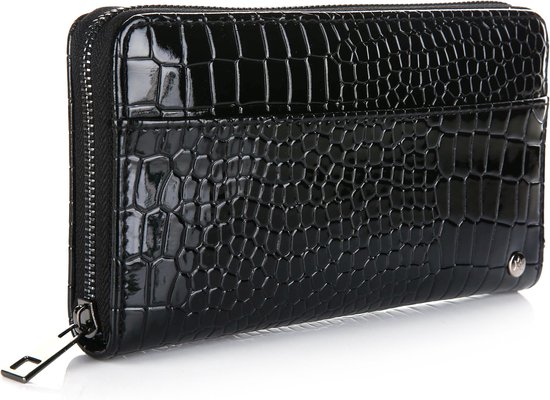 Yoonz - portefeuille - imprimé croco brillant - noir - portefeuille zippé -  poche... | bol.com