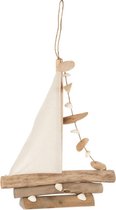 J-Line Boot+Zeil+Schelpen Eikenhout Naturel Small Set van 2 stuks