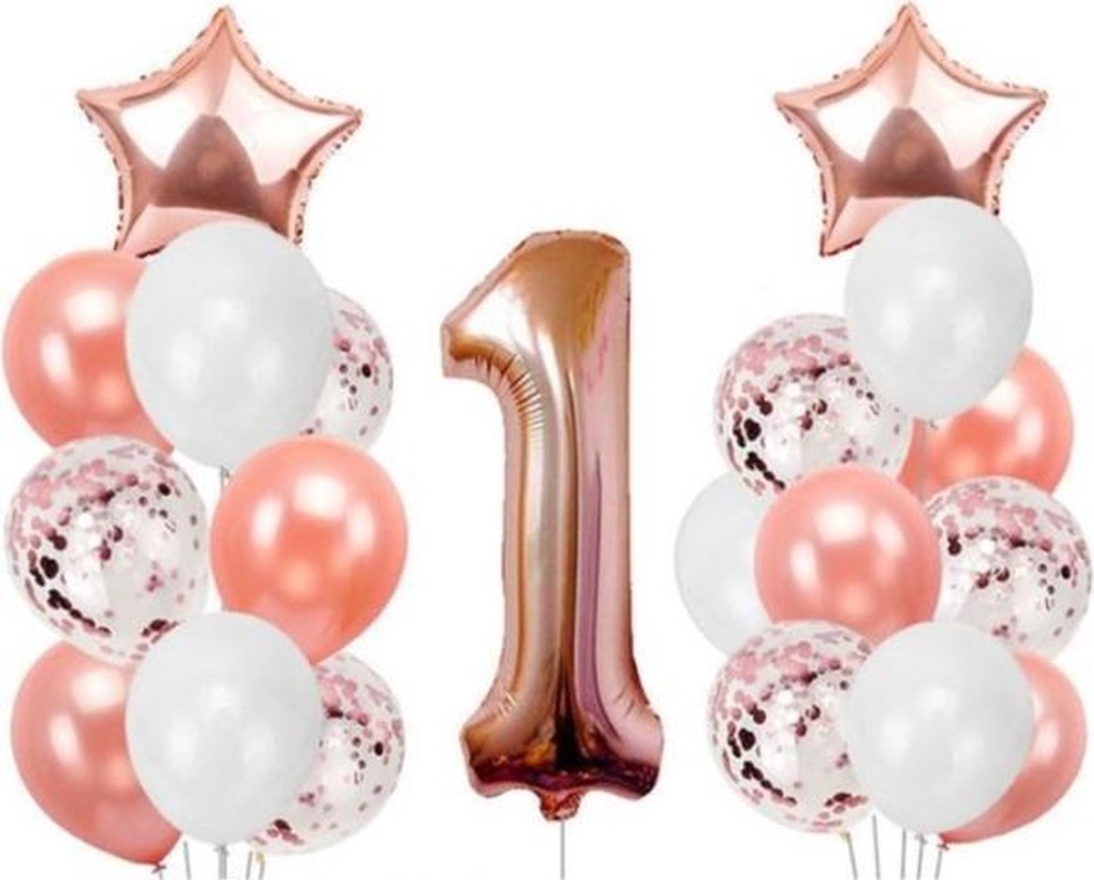bezoeker Christendom lepel Versiering Verjaardag 1 Jaar Meisje |Ballonset 21 stuks | bol.com