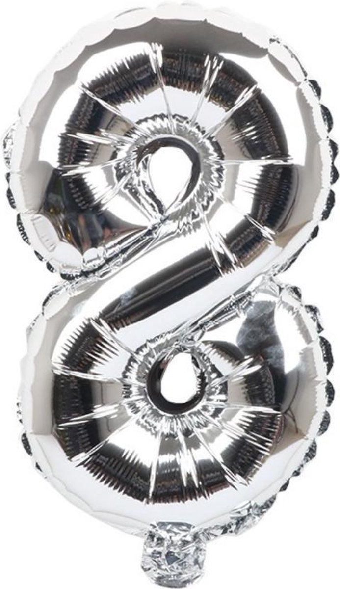 Folieballon / Cijferballon Zilver XL - getal 8 - 82cm