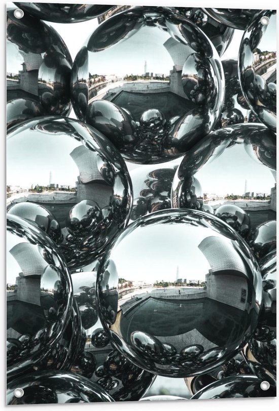 Tuinposter – Aluminium Ballen - 60x90cm Foto op Tuinposter  (wanddecoratie voor buiten en binnen)