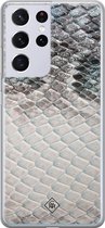 Samsung S21 Ultra hoesje siliconen - Oh my snake | Samsung Galaxy S21 Ultra case | blauw | TPU backcover transparant