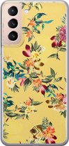 Samsung S21 Plus hoesje siliconen - Floral days | Samsung Galaxy S21 Plus case | geel | TPU backcover transparant