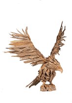 Teak houten adelaar op voet "Jono" Lumbuck - Houten vogel op standaard