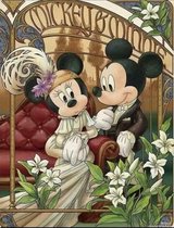 Diamond painting 40 x 50 cm Mickey Minnie trouwen volledige bedrukking ronde steentjes direct leverbaar - mickey mouse - minni - minnie mouse - disney - trouwdag