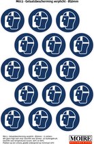 Pictogram sticker 75 stuks  M013 - Gelaatsbescherming verplicht - 50 x 50mm - 15 stickers op 1 vel