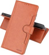 Booktype Wallet Cases - Pasjeshouder Telefoonhoesje - Portemonnee Hoesje - Geschikt voor Samsung Galaxy S21 - Bruin