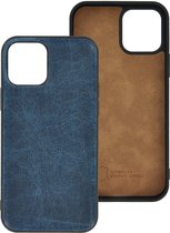 iPhone 12 Pro Hoesje - iPhone 12 Pro hoesje Echt leer Back Cover P Case Denim Blauw