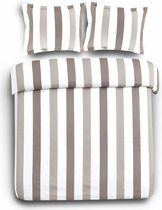 Zachte Katoen/Satijn Eenpersoons Dekbedovertrek Stripes Zand | 140x200/220 | Luxe En Comfortabel | Hoogwaardige Kwaliteit